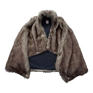 Mossimo Faux Fur Brown Reversible Open Front Waterfall Vest Womens Large